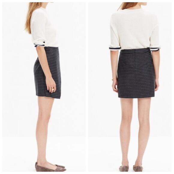 Madewell Gray Striped Asymmetrical Wool/Cotton Skirt Size 0 - Picture 9 of 9